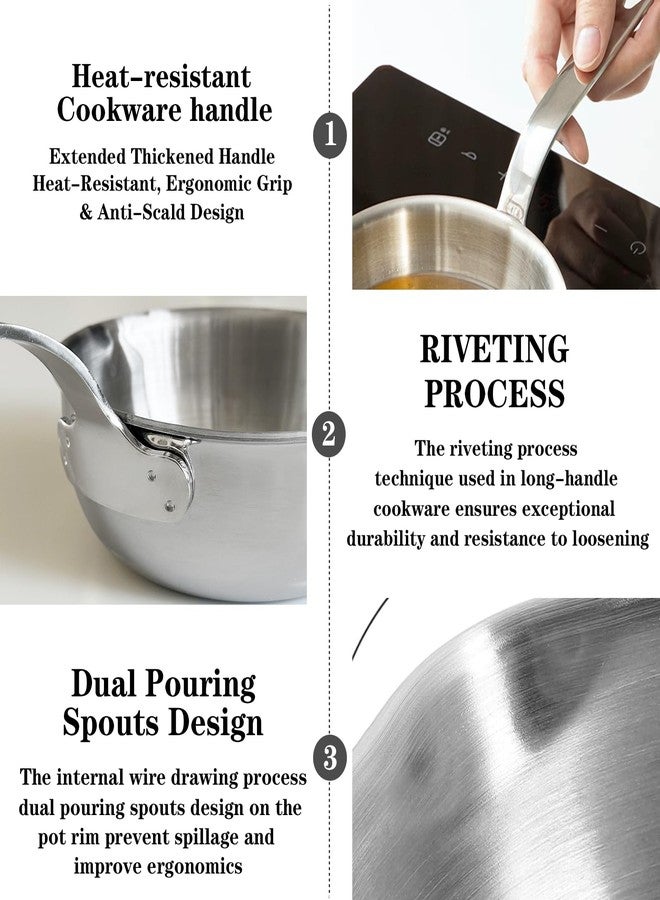 Bigwinyep Mini Egg Pan, 304 Stainless Steel Omelet Pan, 5.1Inch Sauce Pan Mini Skillet for Butter Warmer Small Pot Cooking with 10.5" Scraper - Image 5